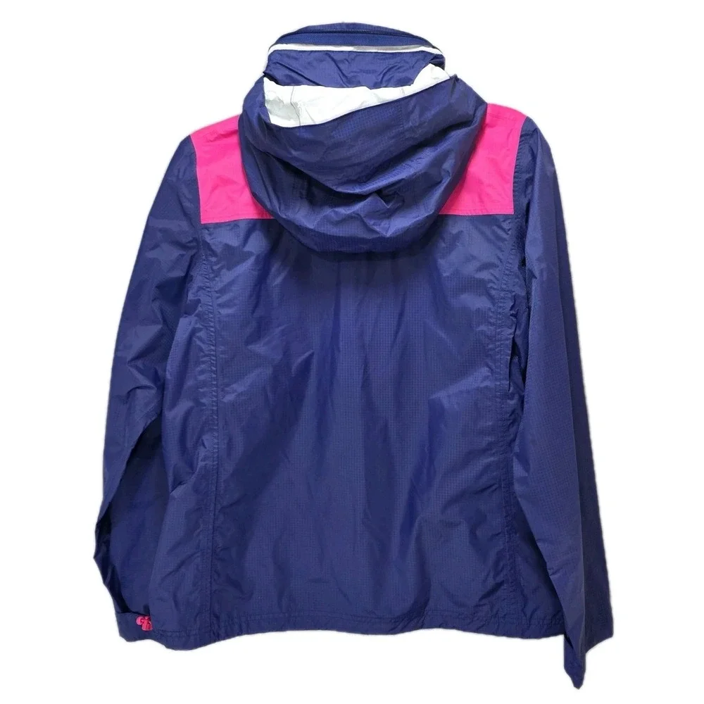 Vineyard Vines Rain Jacket Womens‎ Small Windbreaker Qtr Zip Hide Away Hood Blue